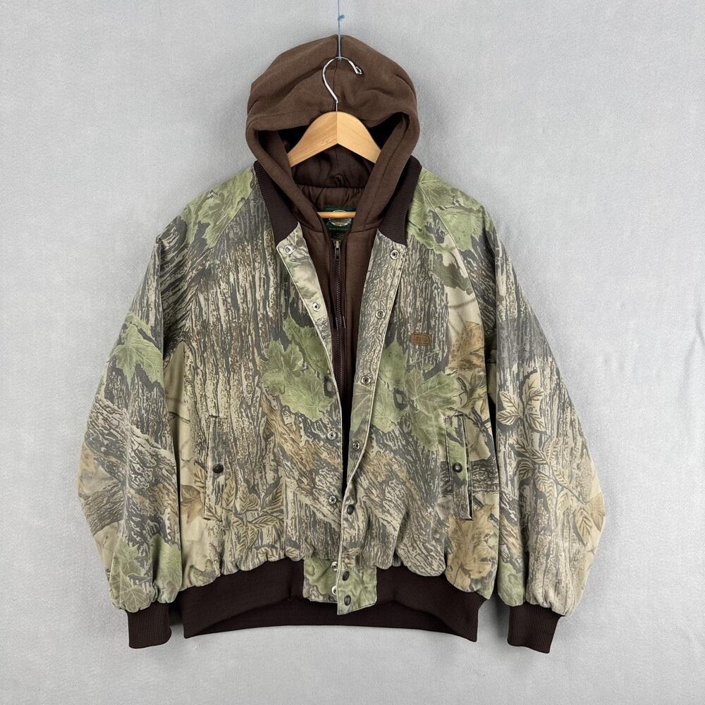 Cabelas Jacket Mens Large Brown Camo Hooded Bomber Hunting Insulated Canada